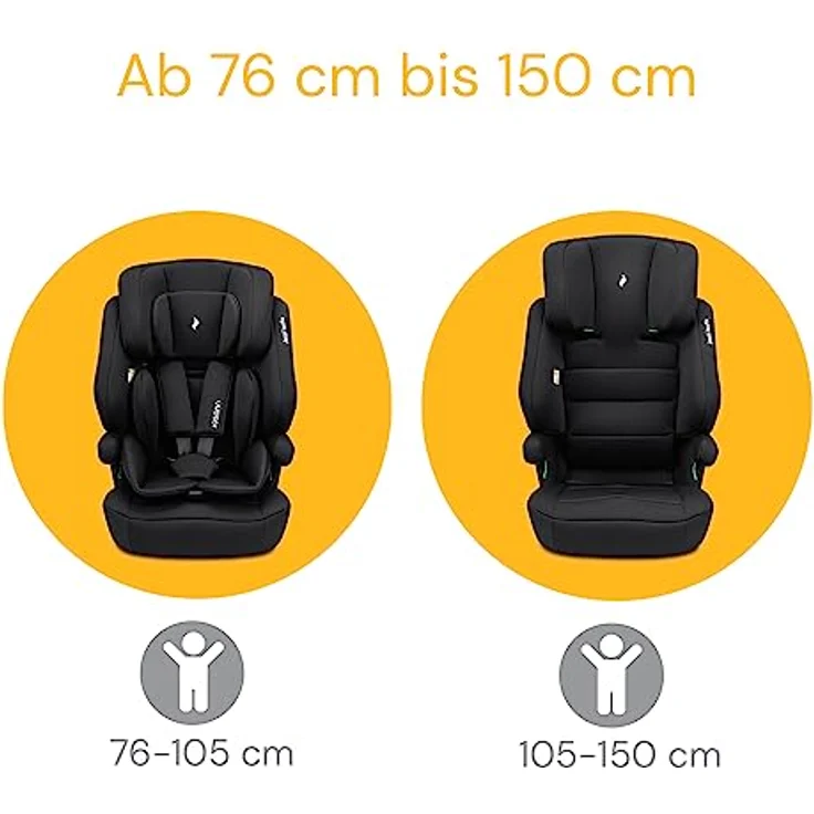 Osann Autokindersitz Jazzi Isofix, mitwachsender Kindersitz für Kinder von 76 bis 150 cm, Schwarz – Bild 4