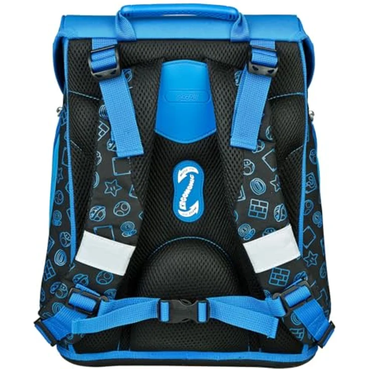 Scooli EasyFit Schulranzen-Set 5-teilig, ergonomisches Tragesystem, reflektierende Flächen, Super Mario II, 28 x 36,5 x 23 cm – Bild 4