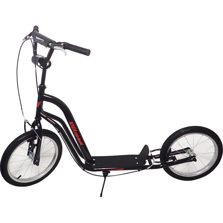 KUBIsport Tornado Scooter mit aufblasbaren Rädern, 16 Zoll, schwarz
