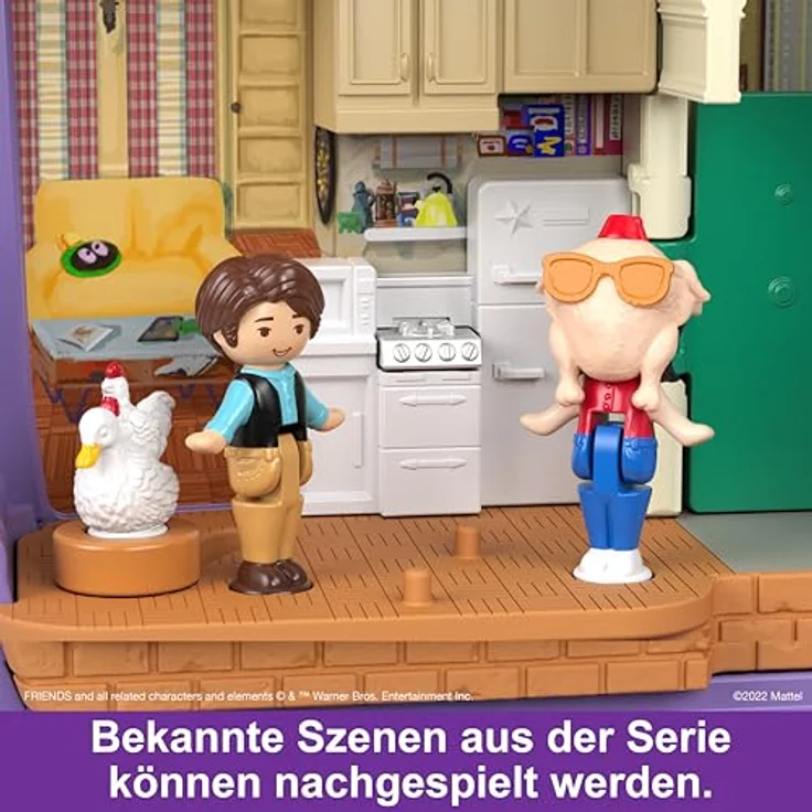 Polly Pocket Friends Schatulle - Central-Perk-Kaffeetasse mit 6 Hauptdarstellern, 9 Zubehörteilen und 3 Friends-Orten, ideal für Sammler ab 14 Jahren, HKV74 – Bild 5