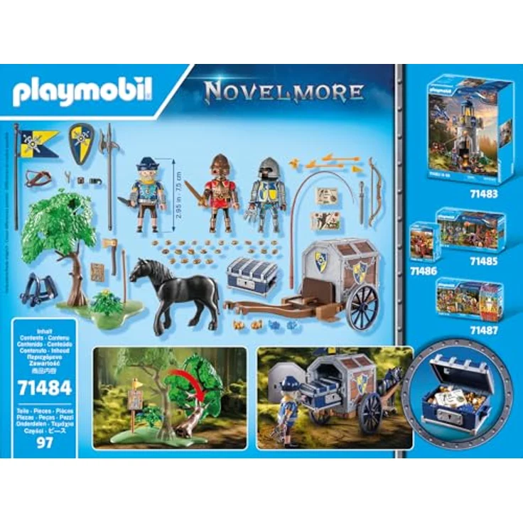 PLAYMOBIL 71484 Überfall auf Transportwagen, Ritterspielwelt Novelmore mit geheimen Bauplänen und Drachengold – Bild 8