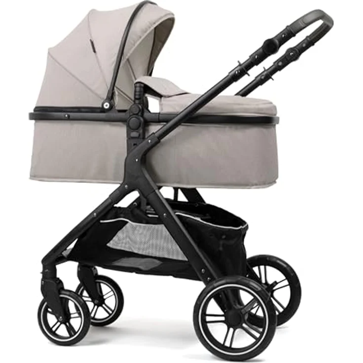Pixini Nelio Kinderwagen Set 3in1 (taupe), individuell einstellbar mit Kunstlederbezug und großen Hinterrädern – Bild 2