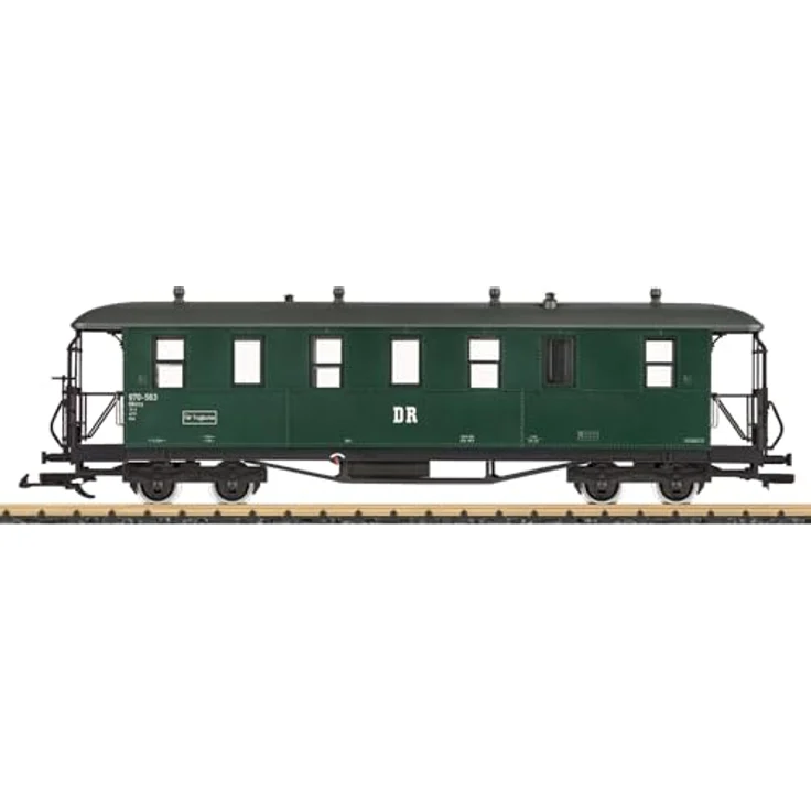 LGB 36371G Personenwagen Bauart KD der DR, 2. Klasse mit Metallradsätzen, flaschengrüner Farbgebung, 58 cm Länge – Bild 1