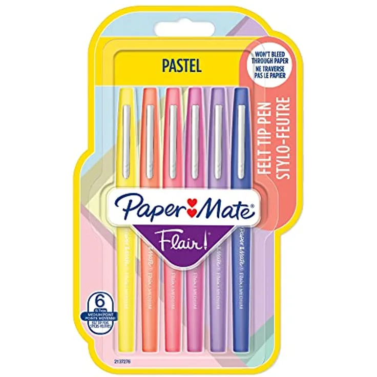 Papermate 95236 Blister 6 Filzstifte Flair Nylon, verschiedene Farben, Pastel