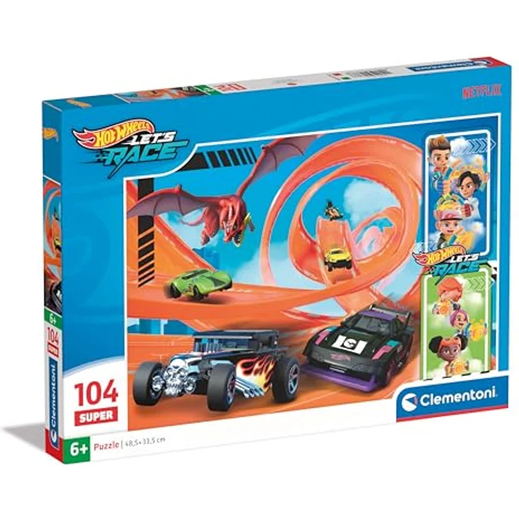 Clementoni Supercolor Hotwheels Puzzle 104 Teile, Auto Puzzle für Kinder ab 6 Jahren, fördert Geschicklichkeit und Beobachtungsgabe, umweltfreundlich produziert, hergestellt in Italien – Bild 1