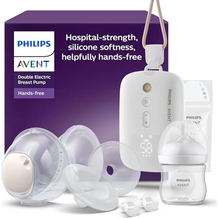 Philips AVENT SCF547/11, Hands-free elektronische Doppelmilchpumpe mit Krankenhausqualität, bis zu 85 Pumpbewegungen pro Minute, 2 Auffangschalen – Bild 1