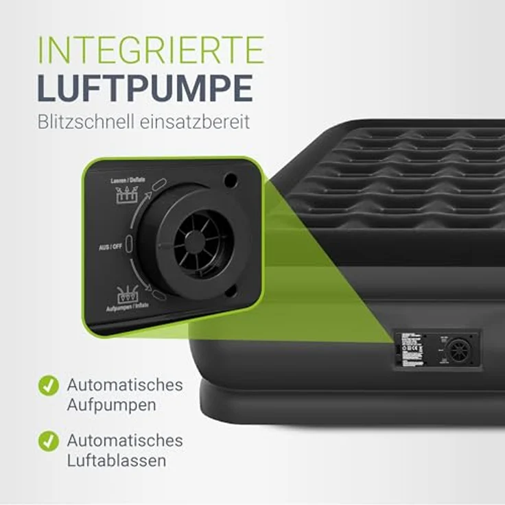 Juskys Luftmatratze Sapri L, Doppel-Luftbett, selbstaufblasend, wasserdicht, inkl. Pumpe, Schwarz – Bild 3