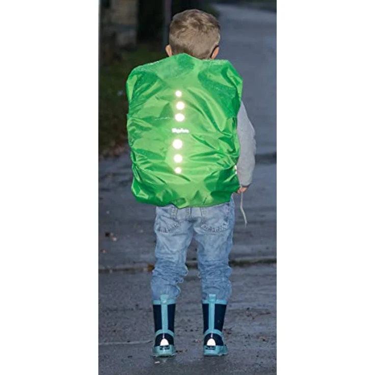 Playshoes Regenhülle, Regenschutz, Regenhaube für Schulranzen und Rucksäcke, Signalfarbe Grün M – Bild 7