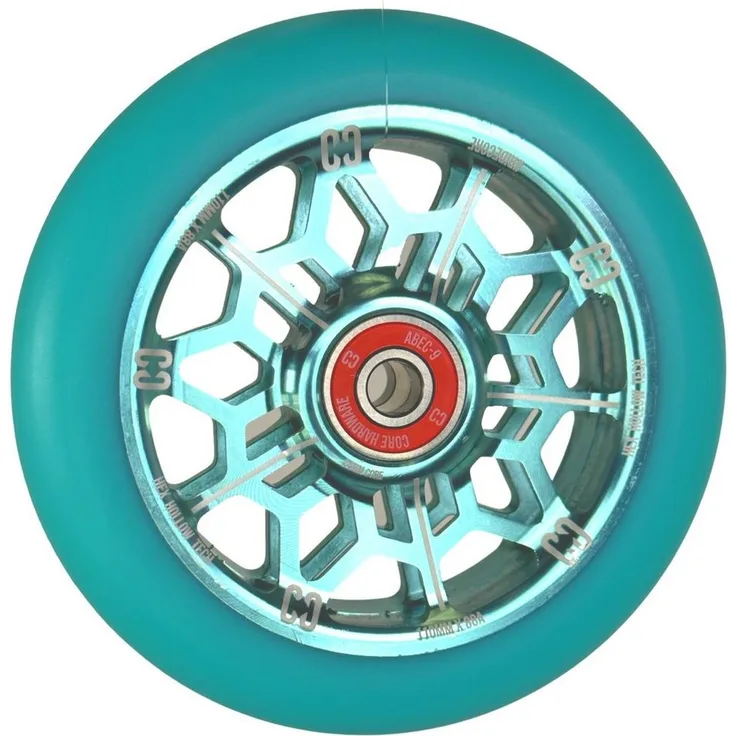 Core Action Sports Stuntscooter Core Hex Hollow Stunt-Scooter Rolle 110mm Mint Blau- Leichte Aluminium 6061 Rolle mit ABEC-9 Kugellagern