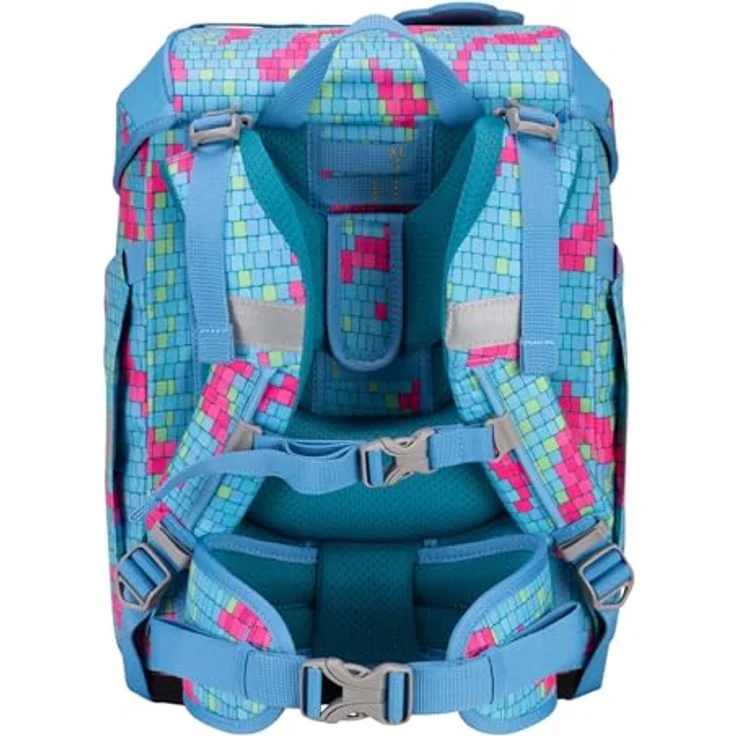 DerDieDas ErgoFlex Tiny Schulranzenset 5-teilig Happy Pixel mit ergonomischem Rücken und atmungsaktiven Gurten – Bild 3