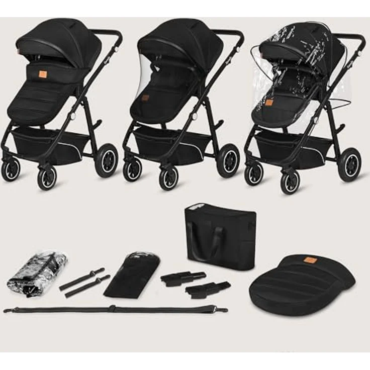 Lionelo Bianka, 3 in 1 Kombikinderwagen mit Autositz, Buggy und Reisewiege, ADAC-zertifiziert, grau – Bild 11