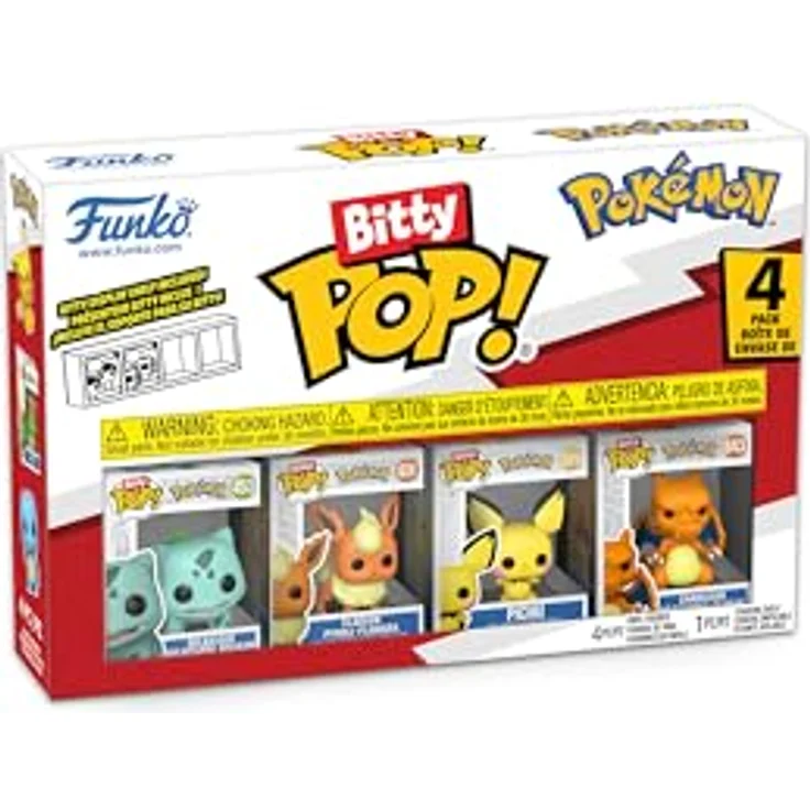 Funko Bitty Pop! Pokemon Bulbasaur 4PK, 0.9 Inch (2.2 cm) Sammlerstück mit Überraschungs-Mini-Figur und stapelbarem Display-Regal, ideales Geschenk für Fans und Party-Tütenfüllung – Bild 1
