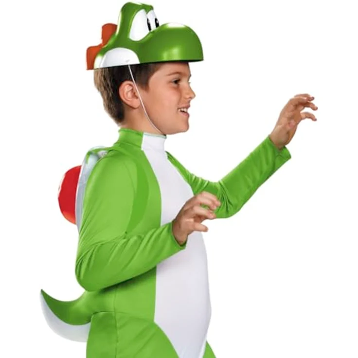 Disguise Yoshi Deluxe Kinderkostüm, grüner Overall mit aufblasbarem roten Panzer und Kopfbedeckung, 116 cm – Bild 3