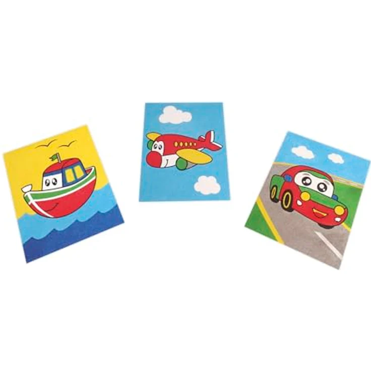 Jovi Play&Fun Sandmalerei-Set, 8 x 40 g farbiger Sand mit 3 Schablonen für Kinder ab 3 Jahren, ungiftig und nachhaltig – Bild 4
