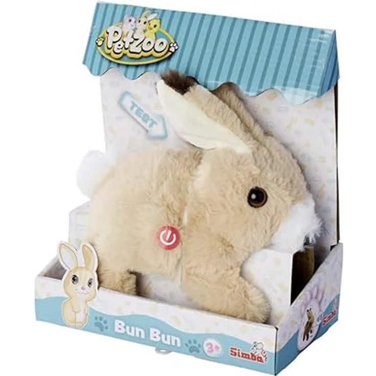 Simba PetZoo BunBun, Plüsch Stofftier mit Sound und beweglichem Schwanz, 19 cm – Bild 2