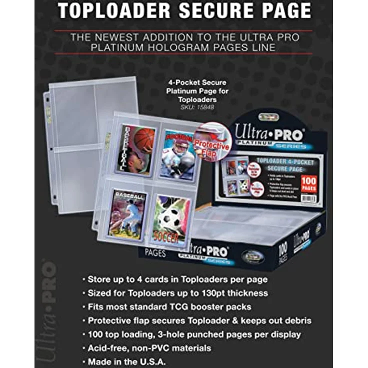 Ultra Pro 15848, 4-Pocket Secure Platinum Page für Toploader Display, 100 Seiten – Bild 5