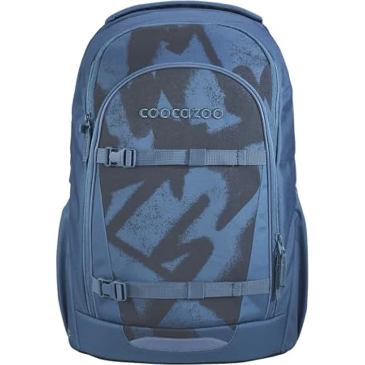 Coocazoo EVERY „Graffiti Groove“, ergonomischer Schulrucksack, höhenverstellbar, blau, mit Brustgurt & Hüftgurt, 30 Liter Volumen, aus 100% recycelten Materialien, geeignet ab der 3. Klasse – Bild 1
