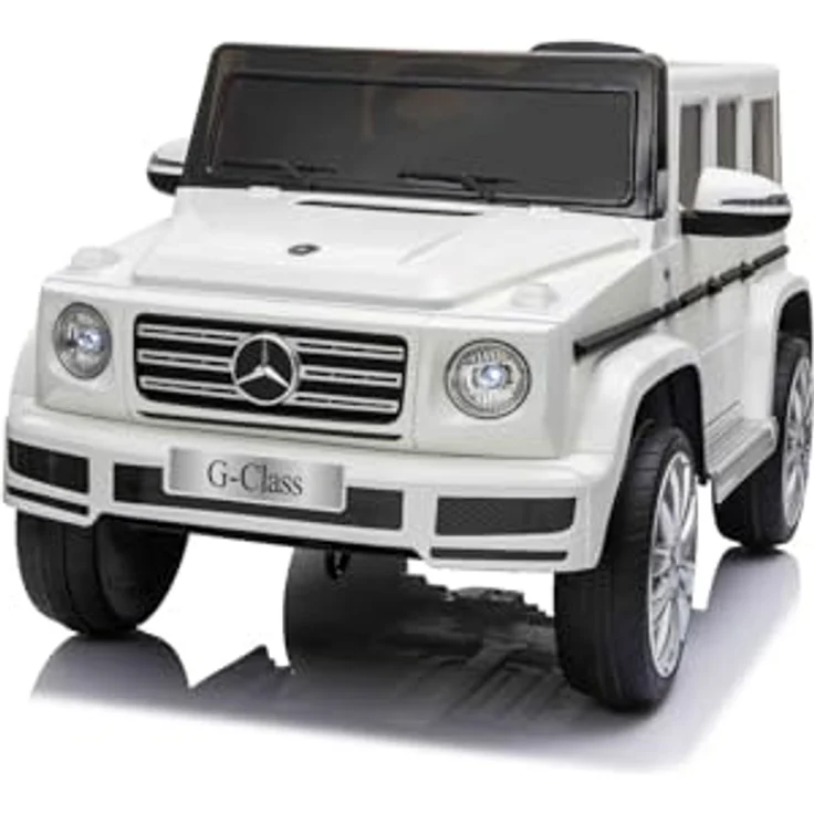 RIRICAR Elektrisches Elektroauto Mercedes G500 12V, weiß, mit 2,4 GHz Fernbedienung, USB/SD Eingang, Hinterradfederung, Lithium-Batterie und LED-Lichtern, originale Lizenz – Bild 1
