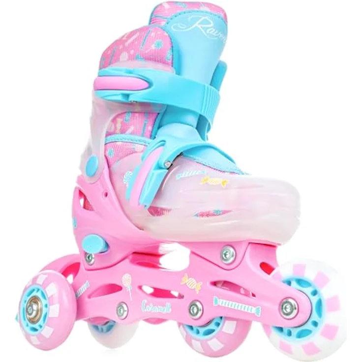 RAVEN 4in1 Inline Skates Triskates Rollschuhe Schlittschuhe Inliner für Kinder Mädchen verstellbar (Caramell, 30-33 (18,5cm-20,5cm)) - Leicht, belüftet, DSAS, Trust-Fit-System – Bild 4