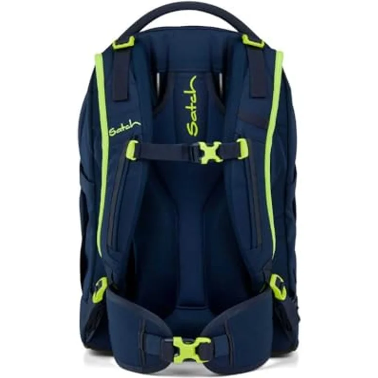 Satch pack Schulrucksack Set 2tlg. inkl. Schlamperbox, 30 Liter Volumen, 3D Soft-Mesh Rückensystem, Toxic Yellow – Bild 3