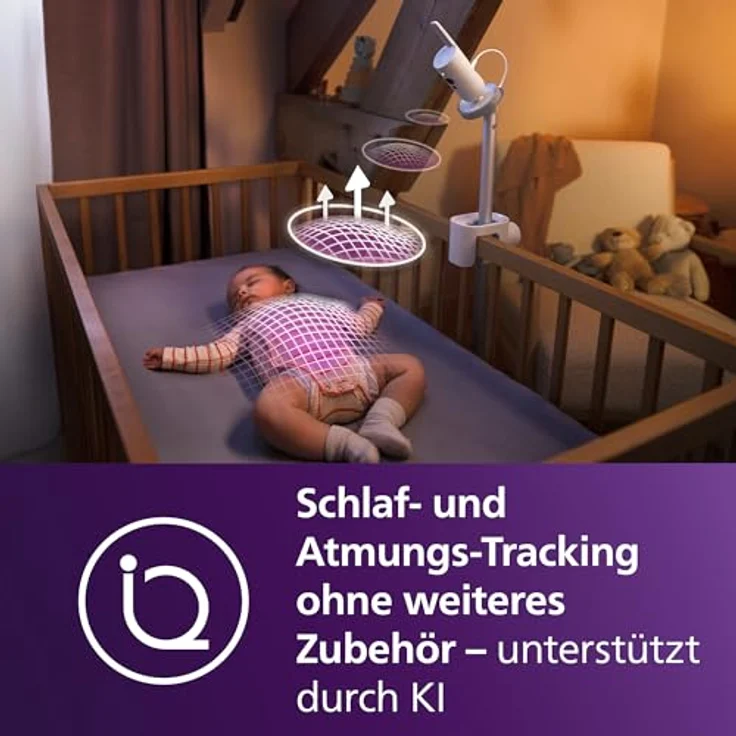 Philips AVENT SCD973/26 Premium Connected Videophone, Babyphone mit Schlaf- und Atmungs-Tracking, KI-Schrei-Interpretation, DEKRA zertifiziert, 5-Zoll-HD-Bildschirm – Bild 2