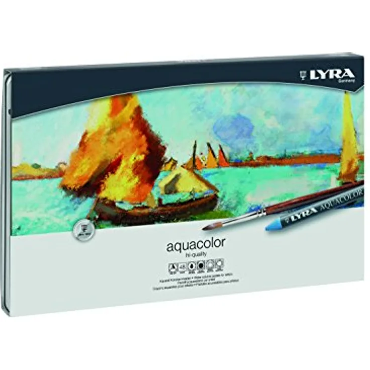 LYRA Aquacolor wasserlösliche Buntstifte 48 kg farbig, Wachse, Farbpigmente, Füllstoffe, farblich Sortiert, 48 Stück (1er Pack)