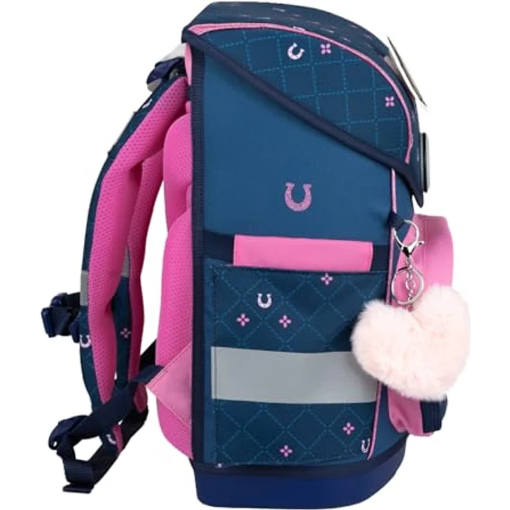 Belmil Compact mit Patches Schulranzen Set 5-teilig, 19 L Volumen, mit Brustgurt, für DIN A4, (405-41/AG/B/S) (Meet Your Horses) – Bild 4