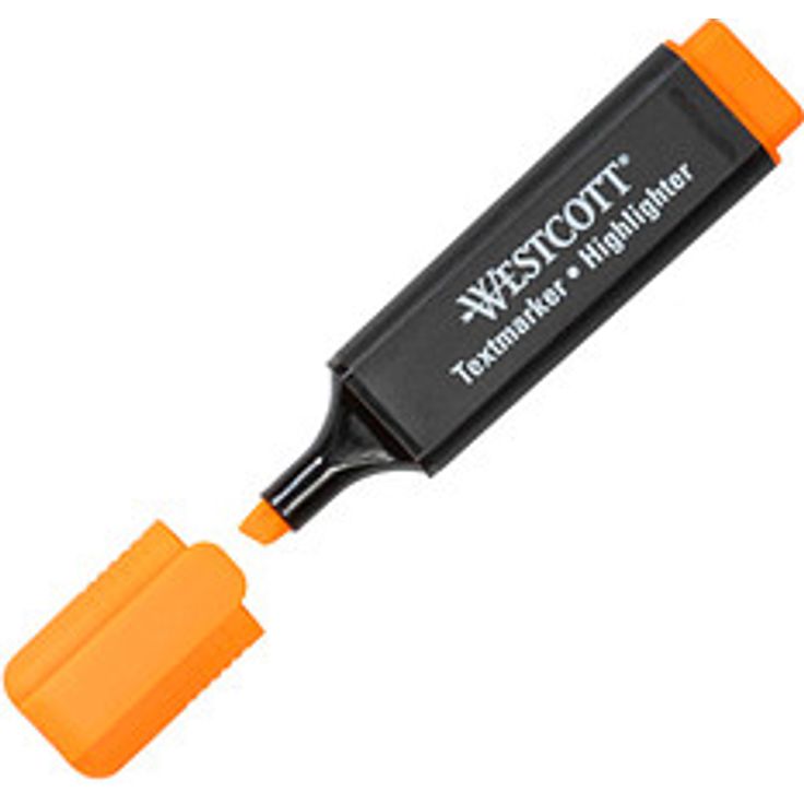WESTCOTT Textmarker orange, ergonomischer Filzstift mit Keilspitze und lichtbeständiger Tinte, 1 St.