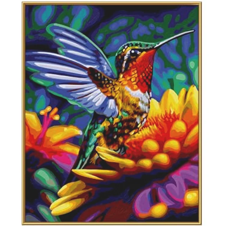 Schipper Malen nach Zahlen Meisterklasse Premium, Kolibri, farbenfrohes Kunstprojekt mit intensiven Türkis-, Gelb- und Purpur-Tönen, Made in Germany – Bild 3