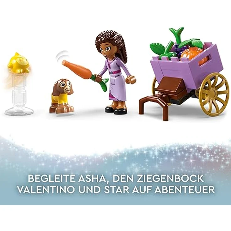 LEGO 43223 Disney Wish Asha in der Stadt Rosas, Wish-Film-Set mit Marktplatz, Asha-Minipuppe, Valentino als Spielzeug-Ziege und Stern-Figuren, Geschenk für Kinder ab 6 Jahren, Mädchen und Jungen – Bild 5