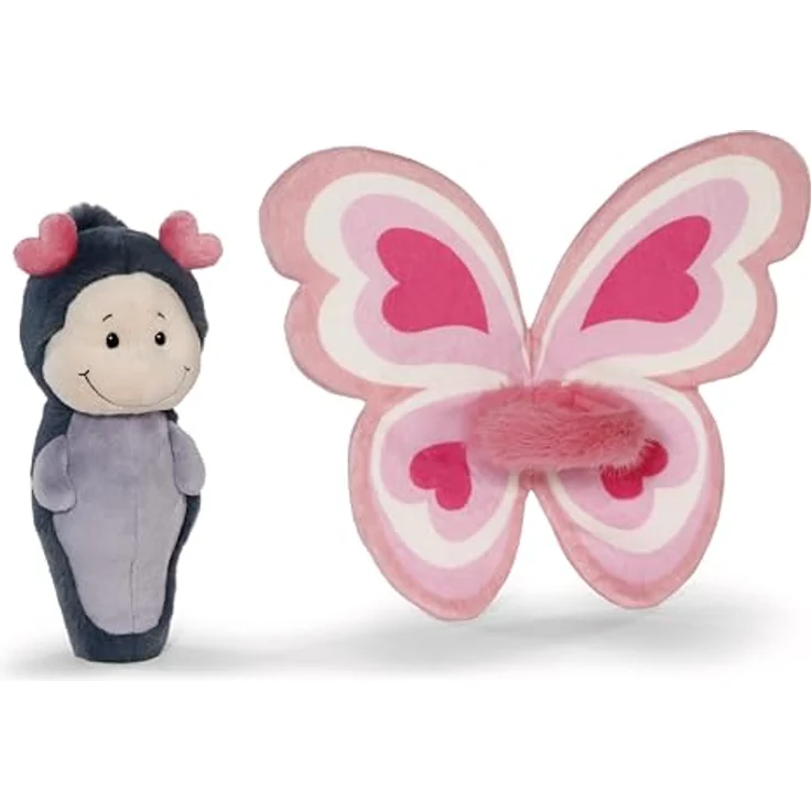 Nici Kuscheltier Love Schmetterling, 21 cm, plüschig in Grau-Rosa, abnehmbare Flügel, Geschenkbox, aus recyceltem Material – Bild 5