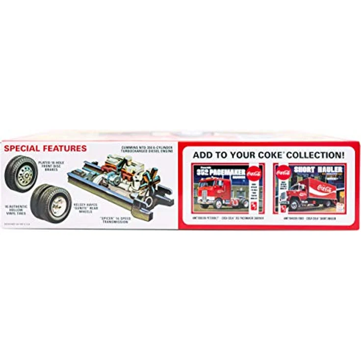 AMT Round2 591160 - 1/25 White Western Star Semi Tractor, Plastikmodellbausatz mit Coca-Cola-Werbung – Bild 2