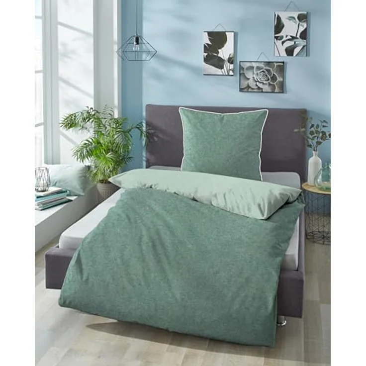 biberna 0840500 Melange-Flanell Bettwäsche – Bild 5