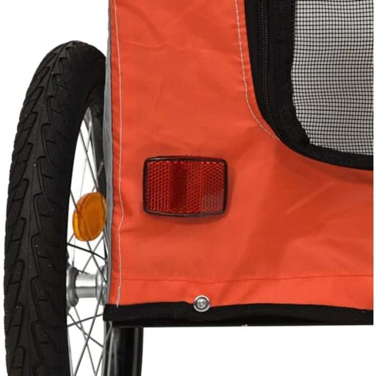 vidaXL Fahrradhundeanhänger Fahrradanhänger Hunde Orange und Grau Oxford-Gewebe und Eisen mit PVC-Dach und maximaler Tragfähigkeit von 45 kg – Bild 6