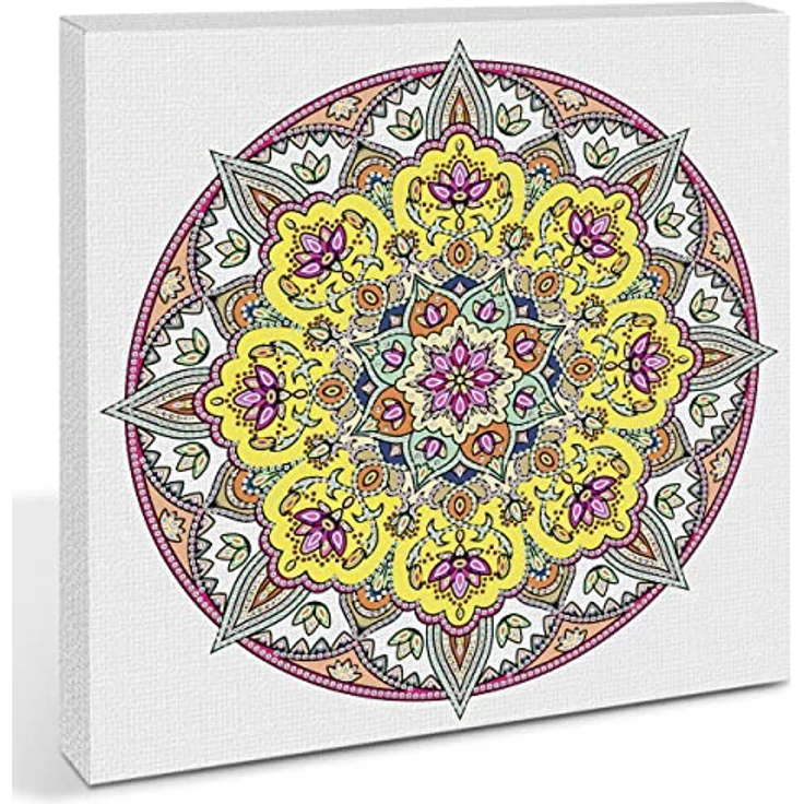 Ursus 43520003F - Diamond Painting Mandala Set 3, Bastelset mit Steinchen in gelb, weiß und rot, 1 Leinwand 30 x 30 x 1,5 cm – Bild 6