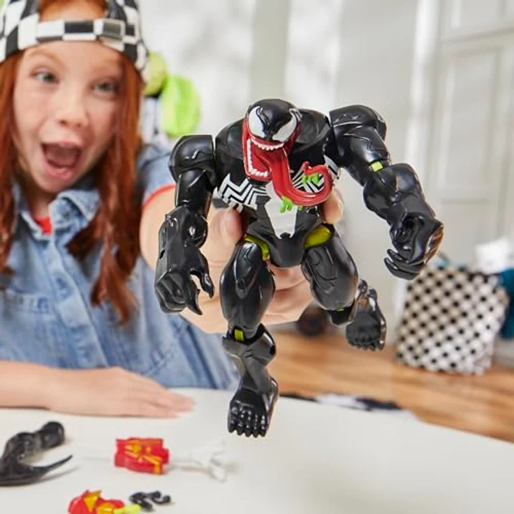 SPIDER-MAN MixMashers Marvel Venom, individualisierbare Mix-and-Match Deluxe Action-Figur mit 4 Iron Spider Teilen, Schwarz – Bild 5