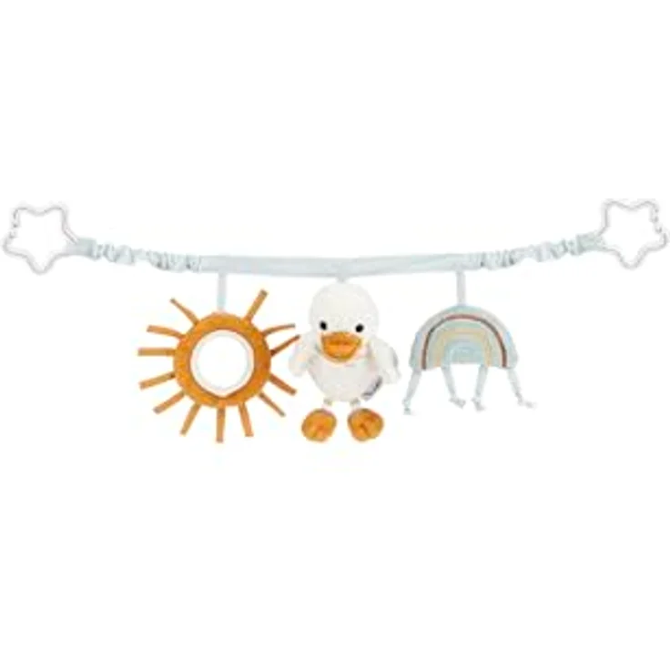 Sterntaler® Kinderwagenkette Edda, Ente aus weichem Flausch mit Spiegelfolie und elastischem Band zur Anbringung – Bild 1