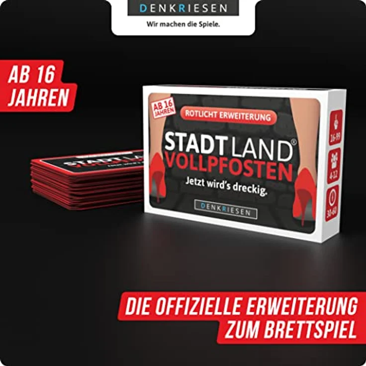 DENKRIESEN - Stadt Land VOLLPFOSTEN® - Das Brettspiel – ERWEITERUNG | +354 Kategorien (Rotlicht Edition) - Preisvergleich – Bild 2
