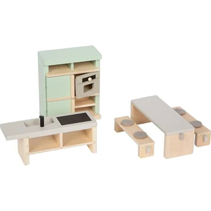 small Foot Puppenhausmöbel Set, detailreiches Möbelset mit hohem sichtbaren Holzanteil, 27 Teile für Puppenhäuser, skandinavische Farbtöne, für Kinder ab 3 Jahren – Bild 2
