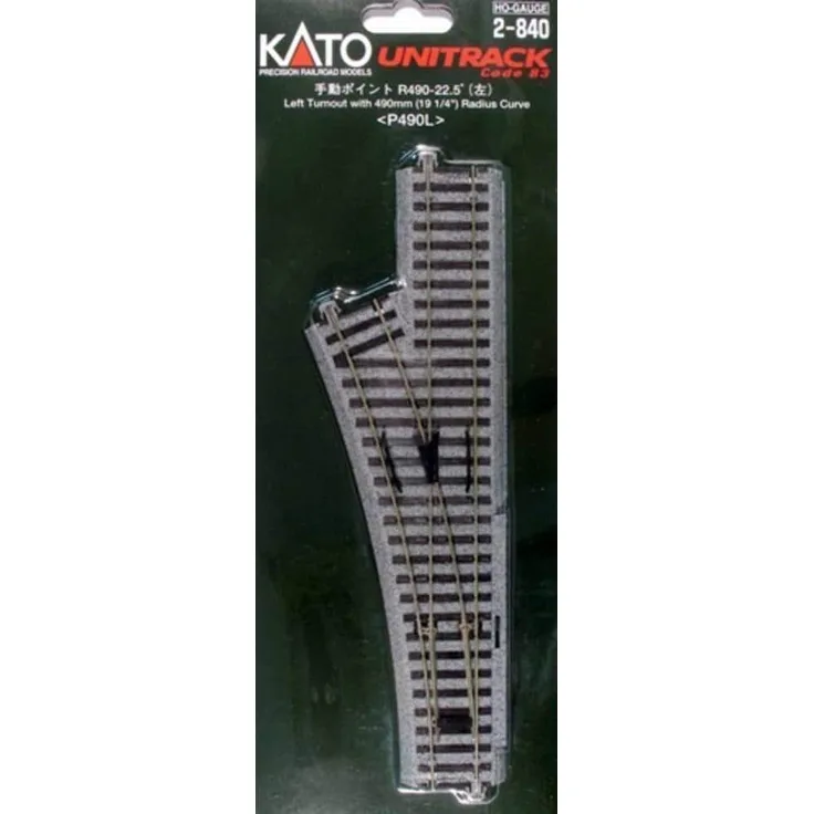 Kato H0 Weiche manuell, links 246 mm mit R490-22.5° Kurve (Spur H0)