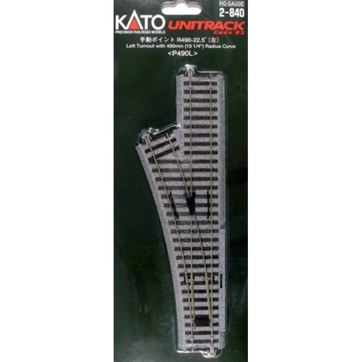 Kato H0 Weiche manuell, links 246 mm mit R490-22.5° Kurve (Spur H0)