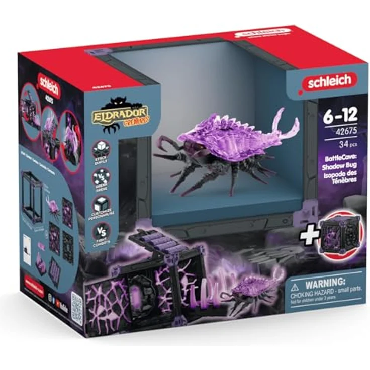 Schleich BattleCave Schattenassel, Eldrador Creatures Spielset mit Greifarm, ca. 15 cm – Bild 8