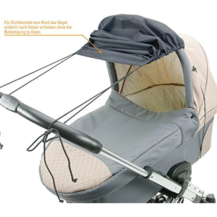 DIAGO 30104.74772 Basic Sonnensegel für Kinderwagen, UV Schutz 40+, verstellbar, für Kombikinderwagen und Sportwagen – Bild 3