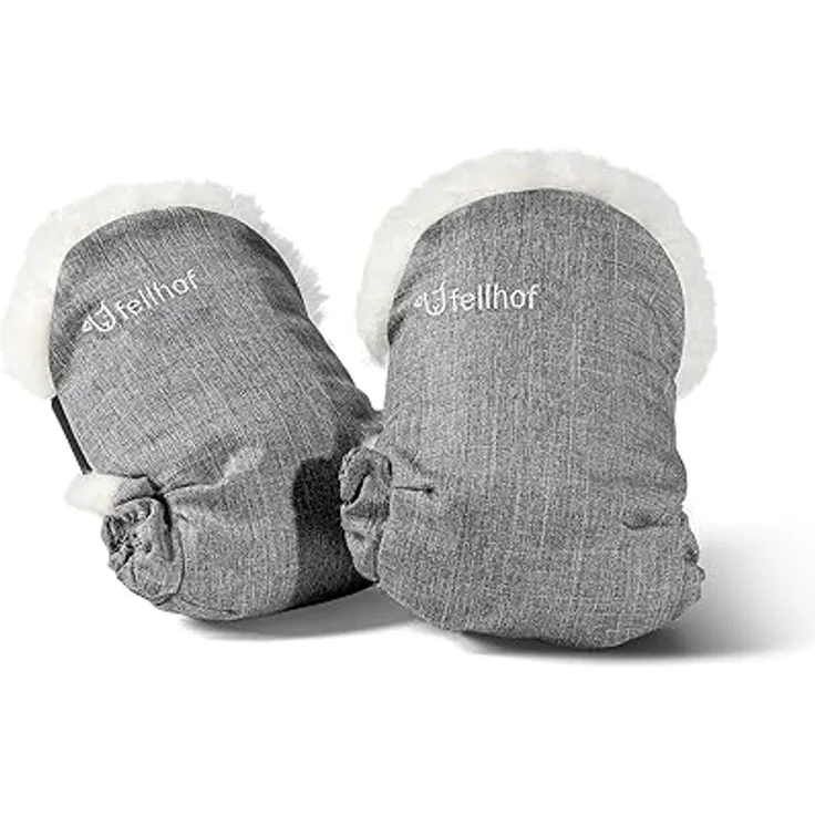 Fellhof® Kinderwagen Handwärmer UNI, 100% Merino-Lammfell, wind- und wasserabweisend, OEKO-TEX® zertifiziert, schwarz-melange – Bild 1
