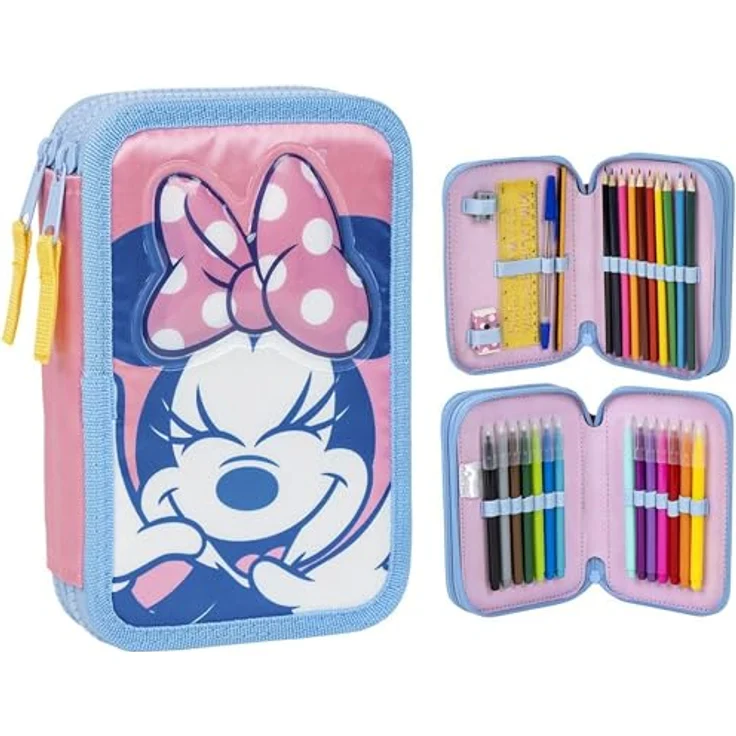 Disney Federmäppchen Disney Minnie gefülltes 2-lagiges Federmäppchen, Schreibwaren für Kinder - Schule – Bild 1