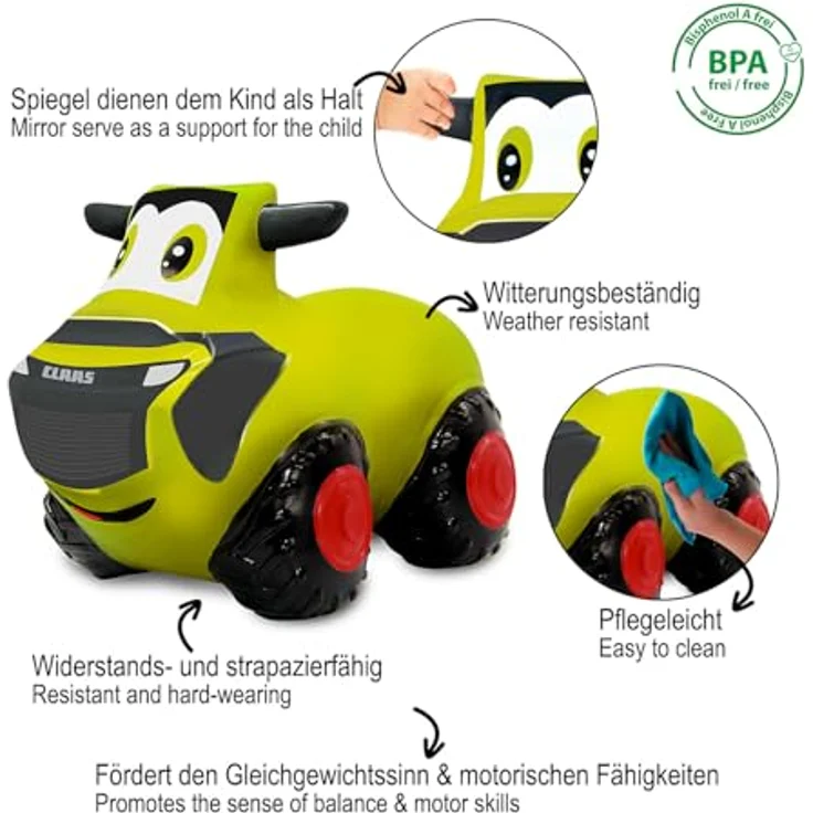 Jamara Claas Hüpftraktor mit Pumpe, Hüpftier für Kinder ab 12 Monaten, max. 50 kg, Grünton – Bild 4