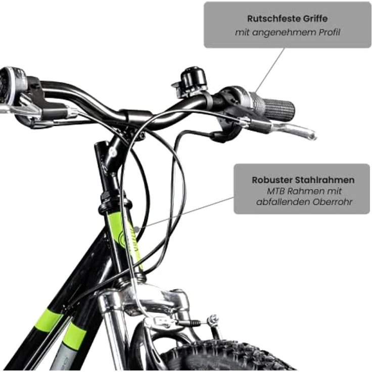 Galano GA20 Mountainbike 24 Zoll Jugendfahrrad ab 8 Jahre, 21 Gänge, schwarz/grün – Bild 5