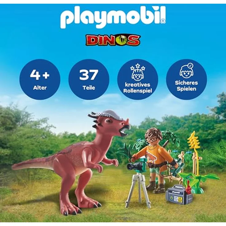 PLAYMOBIL 71822 Stygimoloch-Beobachtung, Dinosaurier Set mit Forscher und Kamera – Bild 3