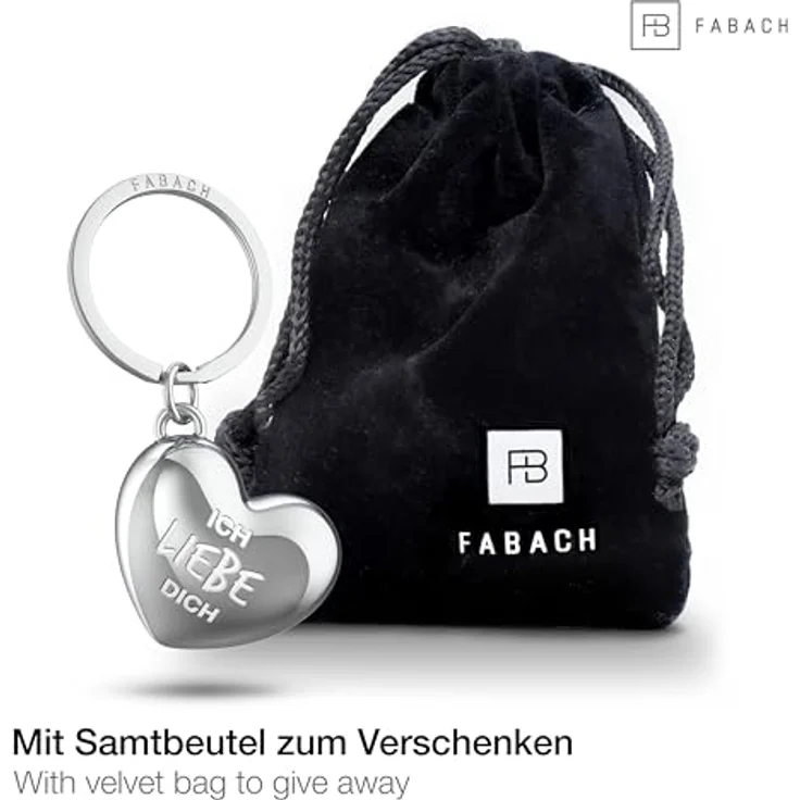 FABACH Liebe Schlüsselanhänger Herz mit Gravur - Ich liebe dich Schlüsselanhänger Partner - Herz Schlüsselanhänger Herz als Liebe Glücksbringer - Freundin Geschenk Liebe - Ich liebe dich – Bild 2