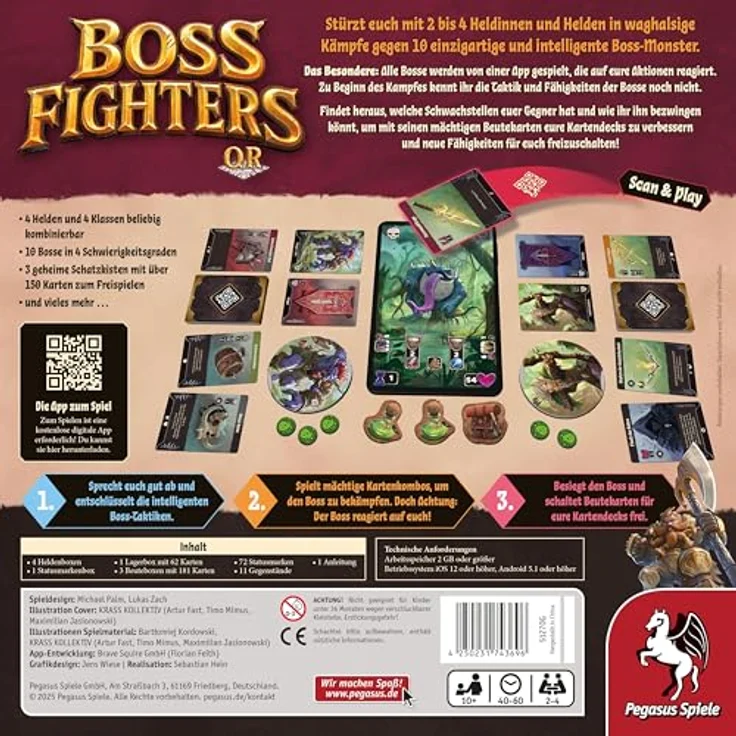 Pegasus Spiele Boss Fighters QR, Kooperatives Kartenspiel mit App-Unterstützung für 2–4 Spieler, dynamische Bosskämpfe – Bild 4
